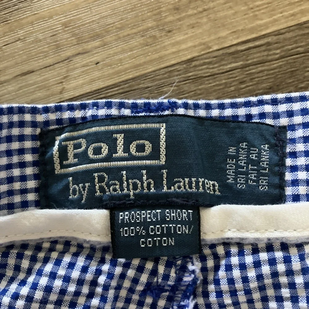 Polo Ralph Lauren Prospect Shorts Mens 33 Blue White Gingham Check‎ Seersucker